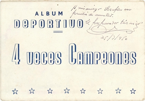 1950 Uruguay Championship Album Booklet Signed By Trainer Romero Vasquez (Letter of Provenance)